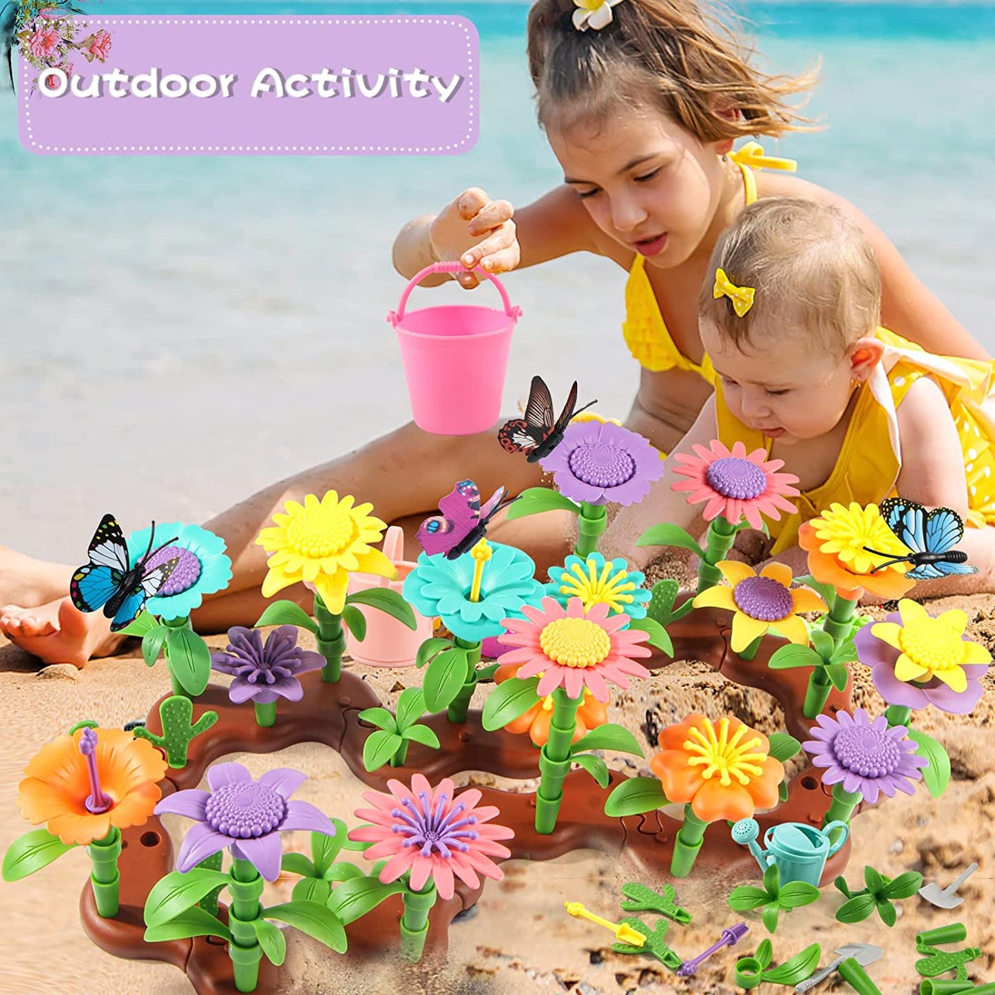 Flower Garden Architecture Set Building Toys DIY Construction Block Plant Creative Educational Stacking Games Toys