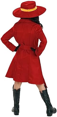 Carmen Sandiego Red Trench Coat Costume for Girls - Medium