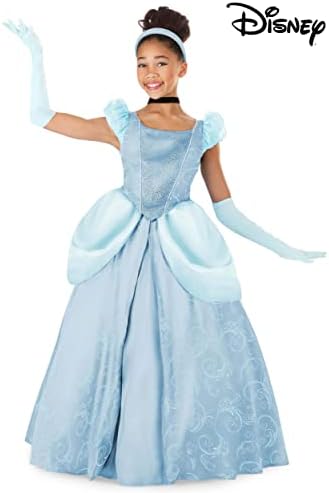 Girls Disney Premium Cinderella Costume Blue Dress Ball Gown Outfit
