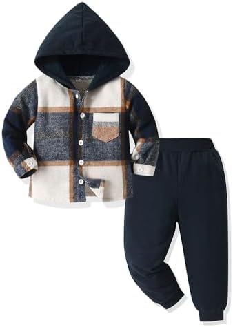 Little Toddler Boys Cotton Plaid -Hoodies beenpdLEXE