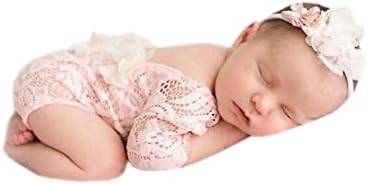 Vemonllas Baby Girls Floral Headband Romper Photo Prop Set