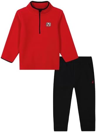 Nautica Boys Polar Fleece 12 Zip Jogger Set - Lightweight Beanie Longline Joggers
