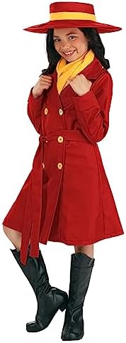 Carmen Sandiego Red Trench Coat Costume for Girls - Medium