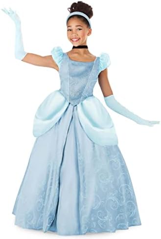 Girls Disney Premium Cinderella Costume Blue Dress Ball Gown Outfit