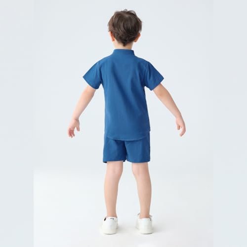 Casual Summer Outfit - Henley Shirt Shorts Set for Toddlers Boys