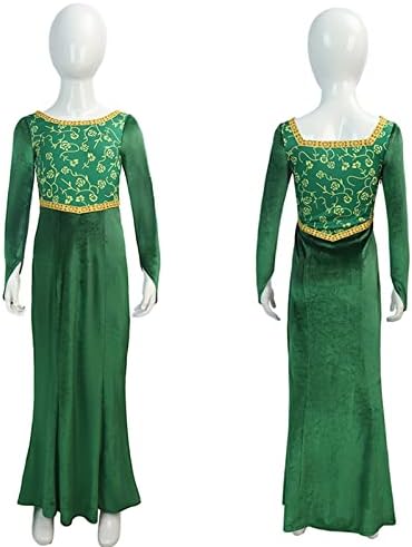 Masfrida Princess Fiona Costume Dress Long Sleeve Outsuit Halloween adults