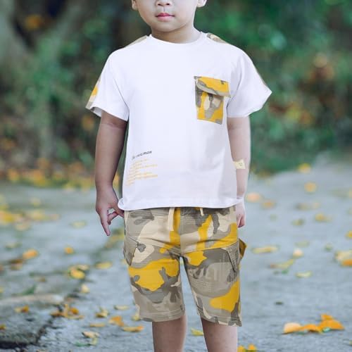 AOKWAWALIY Boys Summer Set Trendy T-Shirts Slim Pants forSpecifies