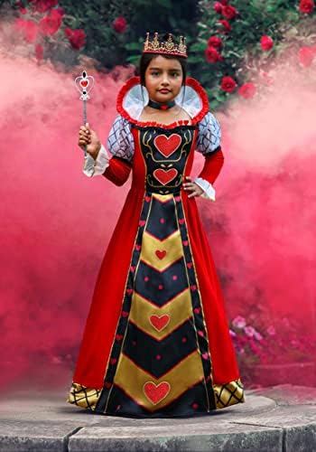 Queen of Hearts Dress for Girls - Puff Sleeves - Standing Collar