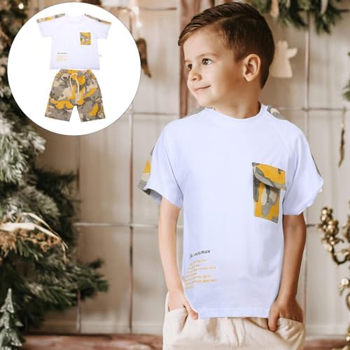 AOKWAWALIY Boys Summer Set Trendy T-Shirts Slim Pants forSpecifies