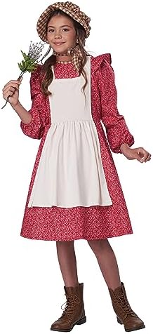 Girls Red Frontier Settlement Costume