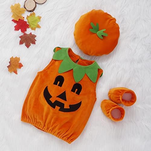 metallic orange Halloween pumpkin costume for baby boys girls