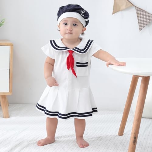 Sailor Suit Jumpsuit for Baby Girls - Nautical Unused