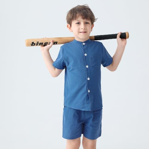 Casual Summer Outfit - Henley Shirt Shorts Set for Toddlers Boys