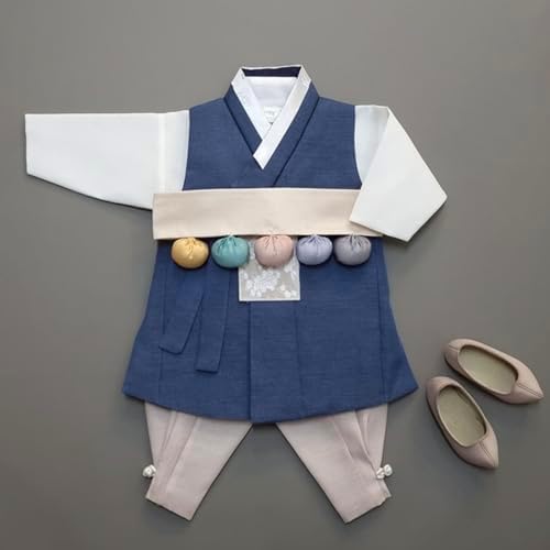 Perfect Solid Blue Boy Korean Hanbok