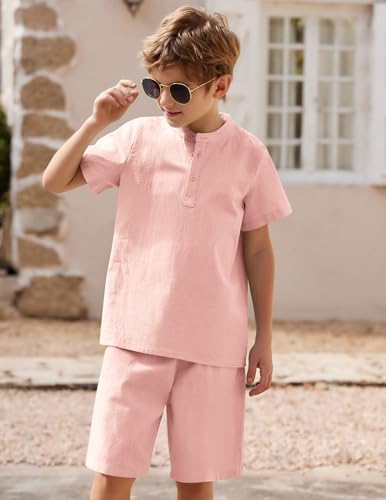 Arshiner Boys 2-Piece Cotton Linen Set