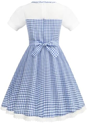 Girls Blue Plaid Halloween Costume with Accessories