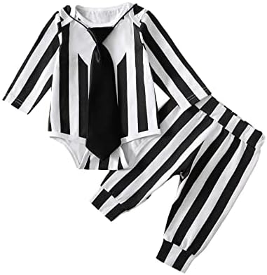 XElement Halloween-Bapedoo Black White Striped Newborn Halloween Costumes