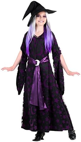 Purple Moon Witch Costume for Girls - Complete Set Belt Overdress and Hat