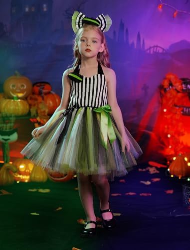 IBTOM CASTLE Girls Halloween Floral Ruffle Tutu Dress