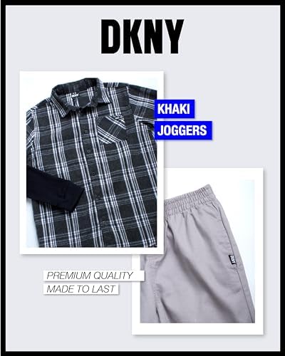 DKNY Boys Jogger Pants Set - 2-Piece Plaid Set