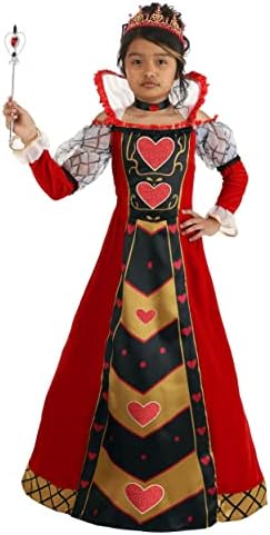 Queen of Hearts Dress for Girls - Puff Sleeves - Standing Collar