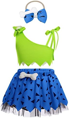 Exclusive IDOPIP Halloween costume - Stone Age Kids Baby CavemanCave Girl Bam Bam Costume