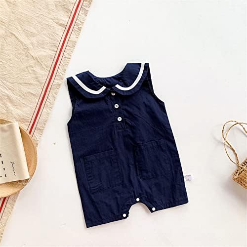 SZZY Boys Romper for Infant 9-12 Months Sleeveless Lapel Design