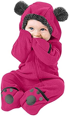 AnFeng Kids Winter Romper Cartoon Boys 2-7 Years Hot Pink Unisex Lightweight