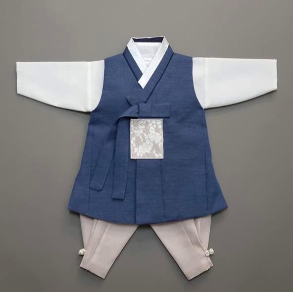 Perfect Solid Blue Boy Korean Hanbok
