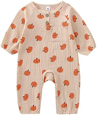Halloween Baby Boy Girl Outfit Pumpkin Long Sleeve Onesie Romper Jumpsuit