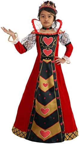 Queen of Hearts Dress for Girls - Puff Sleeves - Standing Collar