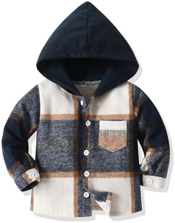 Little Toddler Boys Cotton Plaid -Hoodies beenpdLEXE