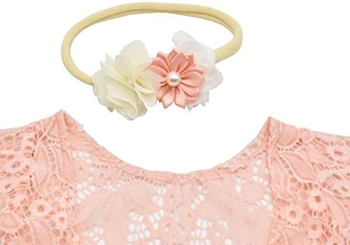 Vemonllas Baby Girls Floral Headband Romper Photo Prop Set