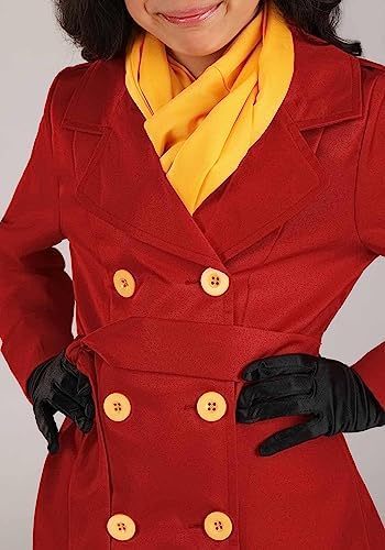 Carmen Sandiego Red Trench Coat Costume for Girls - Medium