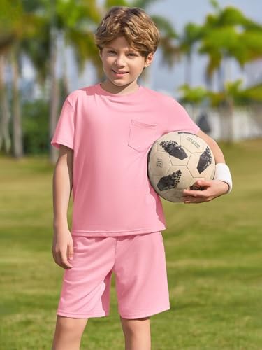 Haloumoning Boys Short Sleeve Tee Shorts Set Ages 5-14