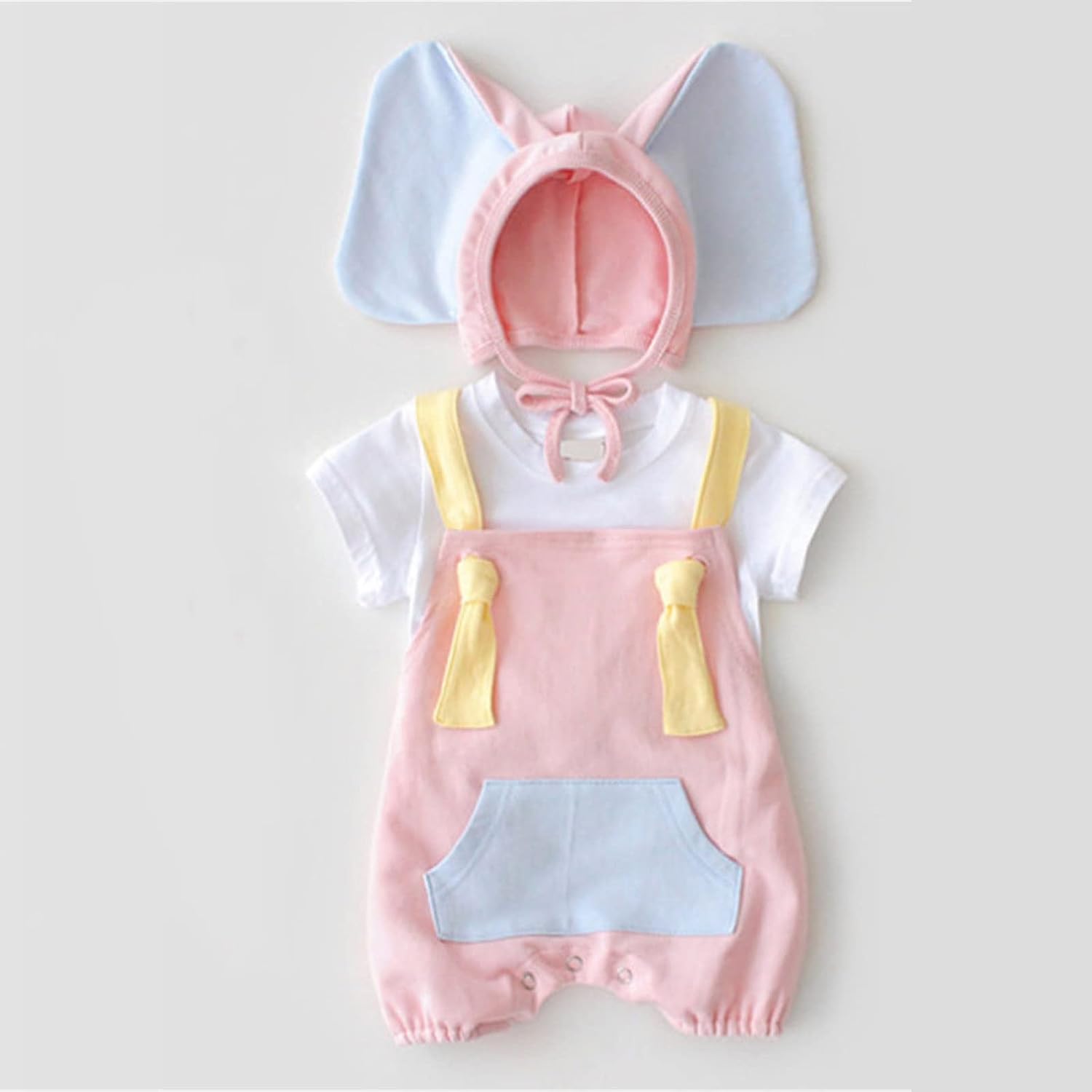 Baby Boy Winter Overalls Set with Elephant Hat