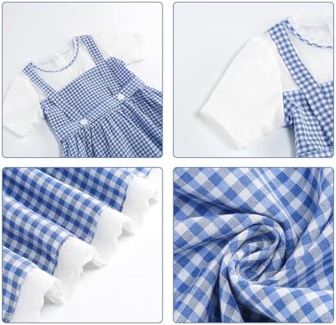 Girls Blue Plaid Halloween Costume with Accessories