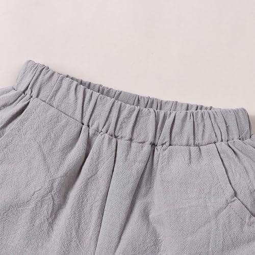 boys cotton-linen short sleeve shirt set 2 piece