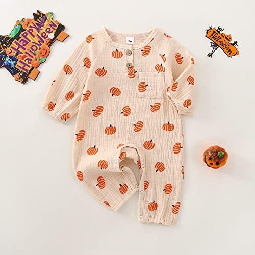 Halloween Baby Boy Girl Outfit Pumpkin Long Sleeve Onesie Romper Jumpsuit