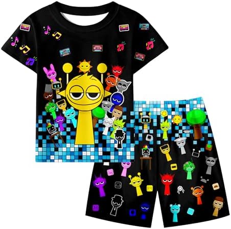 COSEFUMO Boys Kids Cartoon T-Shirts Pants 2Pcs