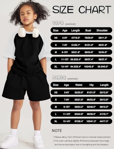 COZYPOIN Boys Girls 2-Piece Summer Outfit - Raglan Crewneck T-Shirt Shorts
