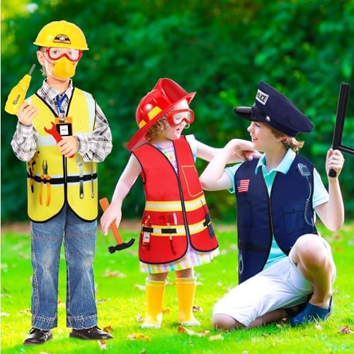 Bonuci 3-7 Years Kids Police Fireman Worker Costumes Set Toys Games