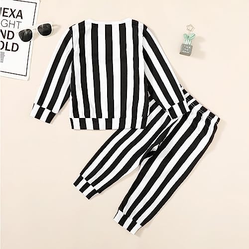 Toddler Halloween Outfit Black and White Striped Halloween 2024