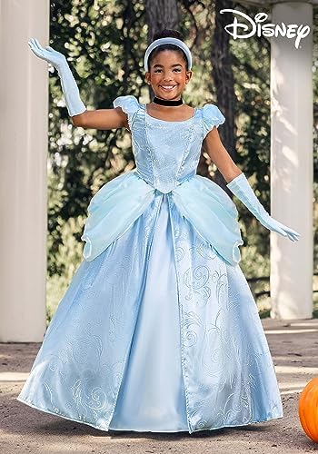 Girls Disney Premium Cinderella Costume Blue Dress Ball Gown Outfit
