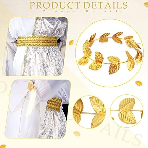 Geyoga 2-Piece Greek Toga Costume Girls Roman Crown with Leaf Wreath Halloween