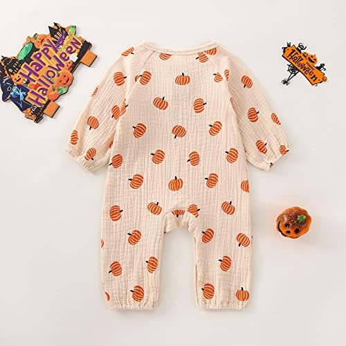 Halloween Baby Boy Girl Outfit Pumpkin Long Sleeve Onesie Romper Jumpsuit