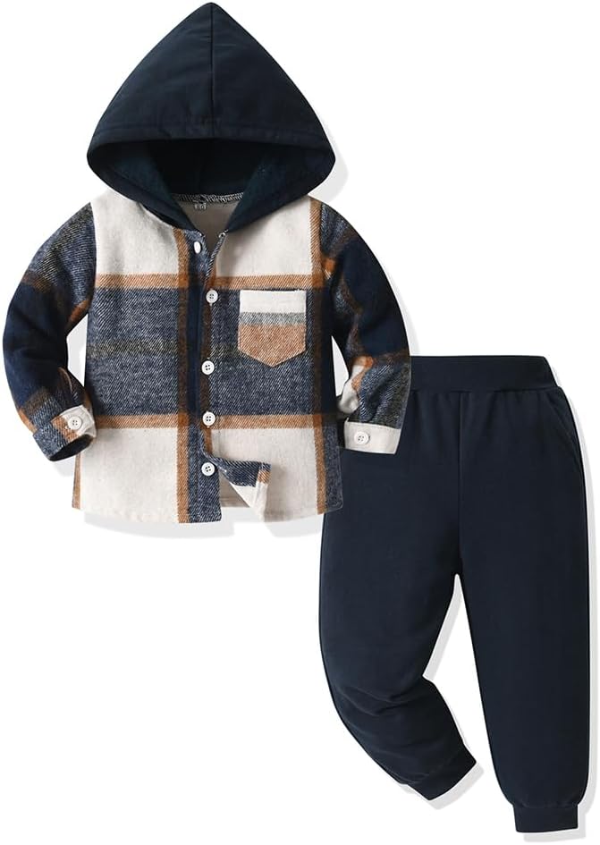 Little Toddler Boys Cotton Plaid -Hoodies beenpdLEXE