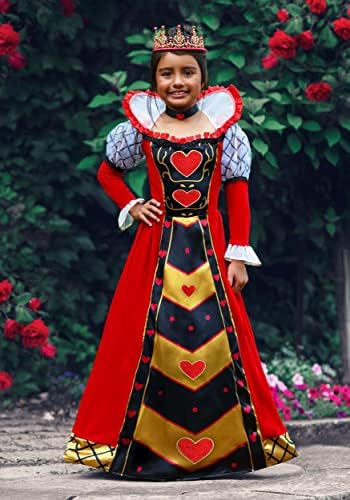 Queen of Hearts Dress for Girls - Puff Sleeves - Standing Collar