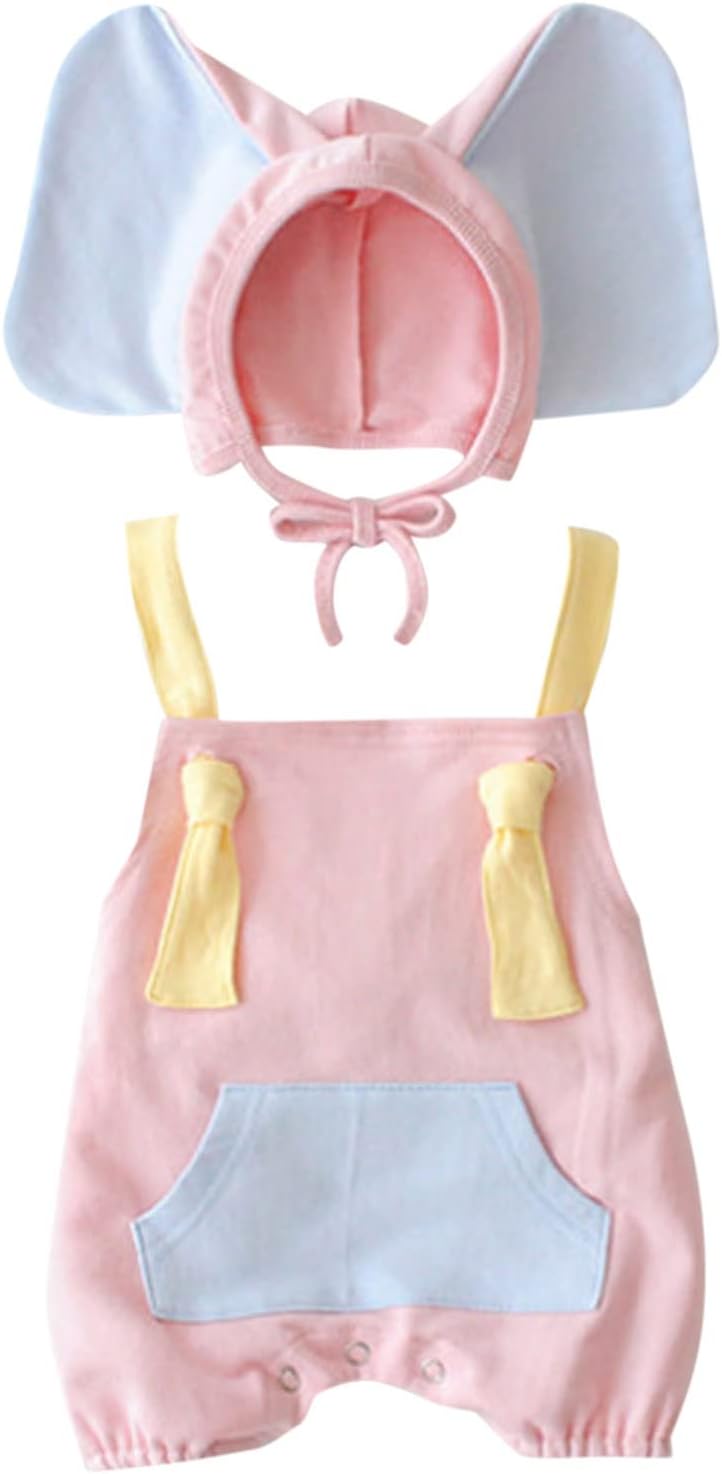Baby Boy Winter Overalls Set with Elephant Hat