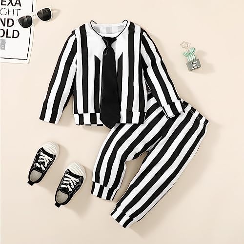 Toddler Halloween Outfit Black and White Striped Halloween 2024